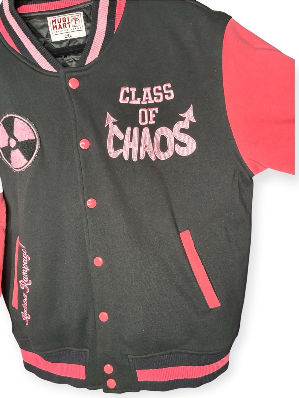 PUNKALOPI 2X Mugi Mart Creator Merch Bomber Jacket Rabbit “Class of Chaos” Pink - Picture 4 of 10